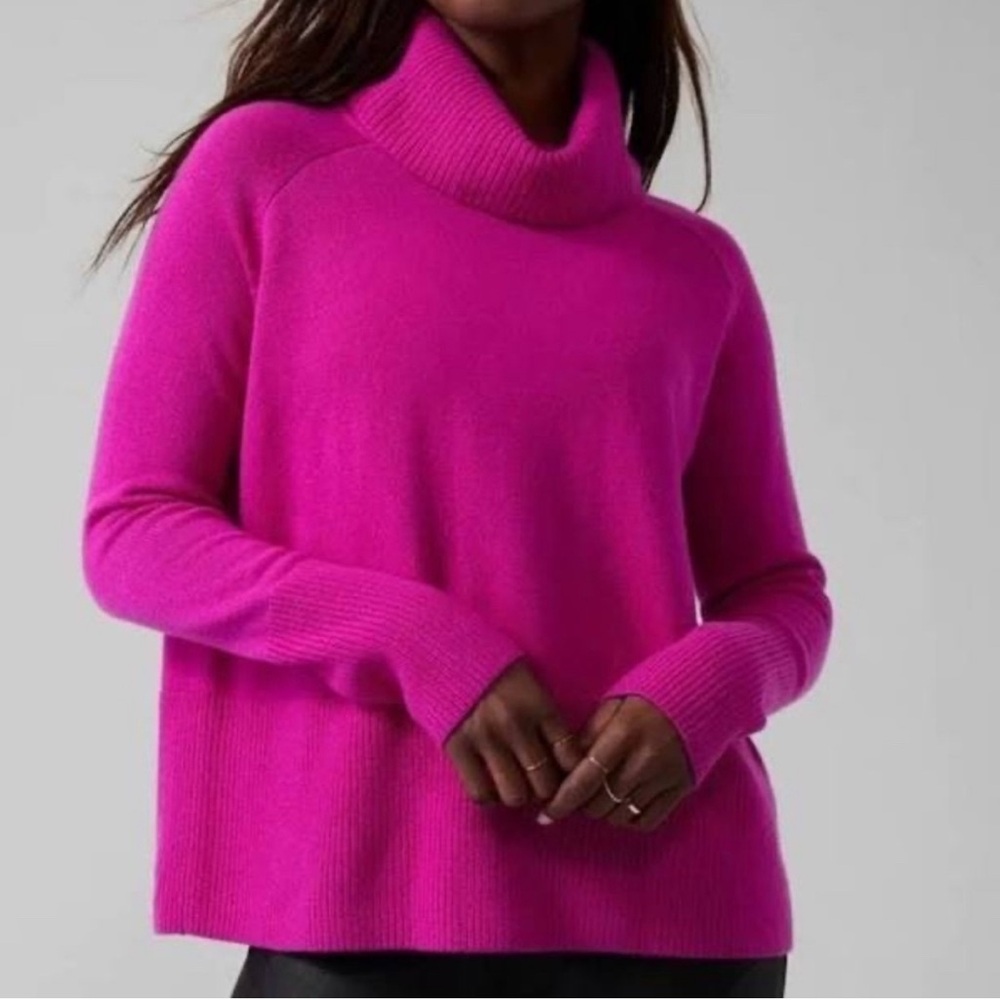 Athleta Wool Cashmere Aspen Turtleneck in Electric Fuchsia, Size XS!